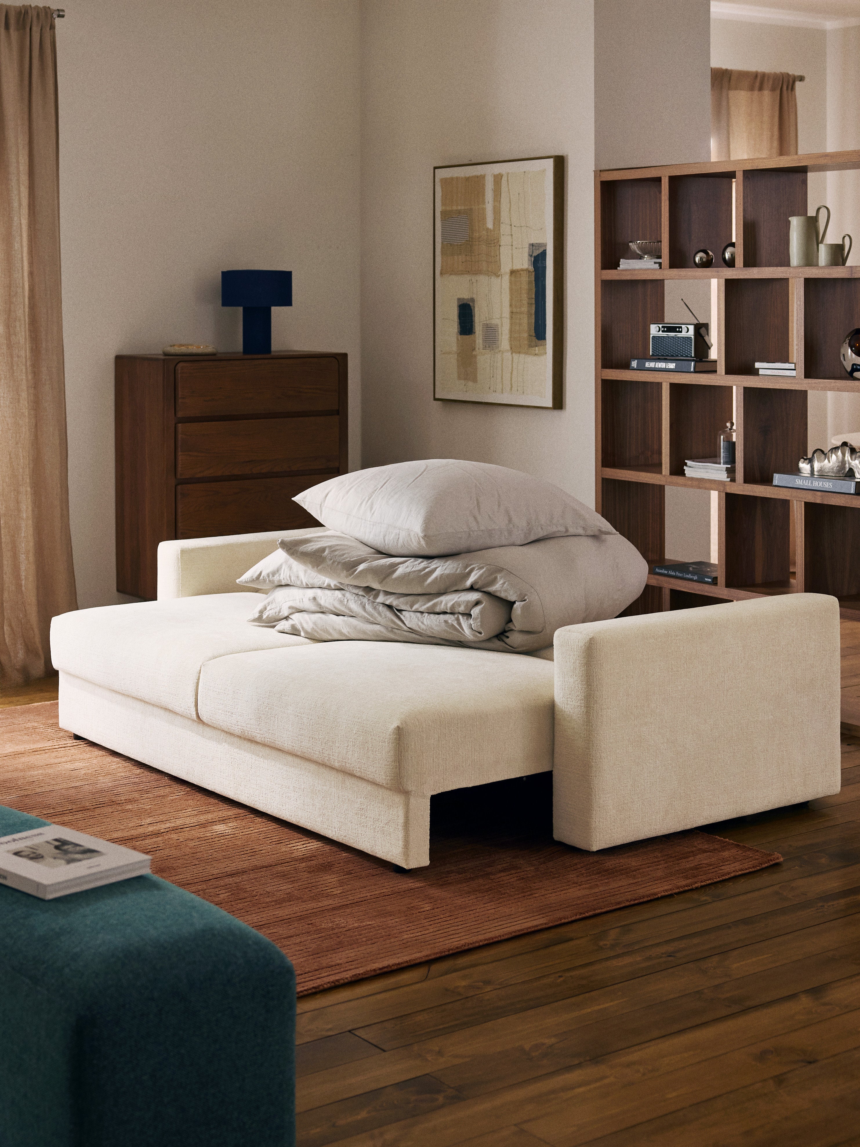 Samt-Schlafsofa Tasha (3-Sitzer) mit Stauraum