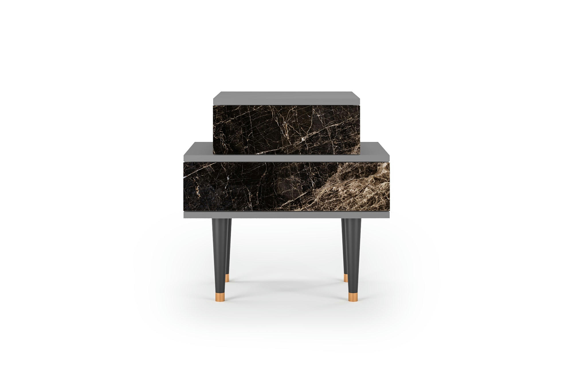 NIGHT ABYSS - Table de chevet noir 2 tiroirs L 58 cm