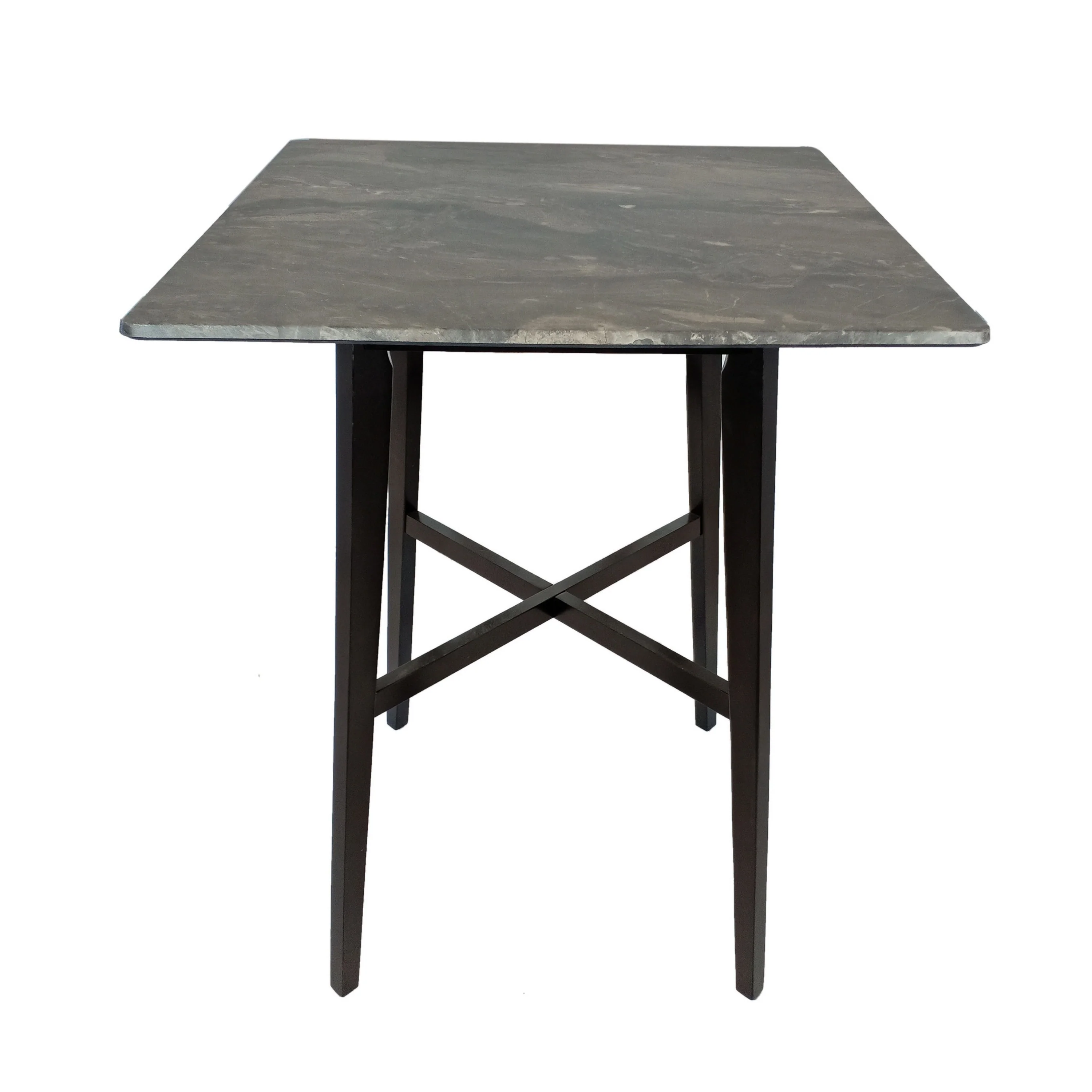 Bar Height Table, Laminate Paladina Marble Top, 42 Inch, Rubberwood, Black
