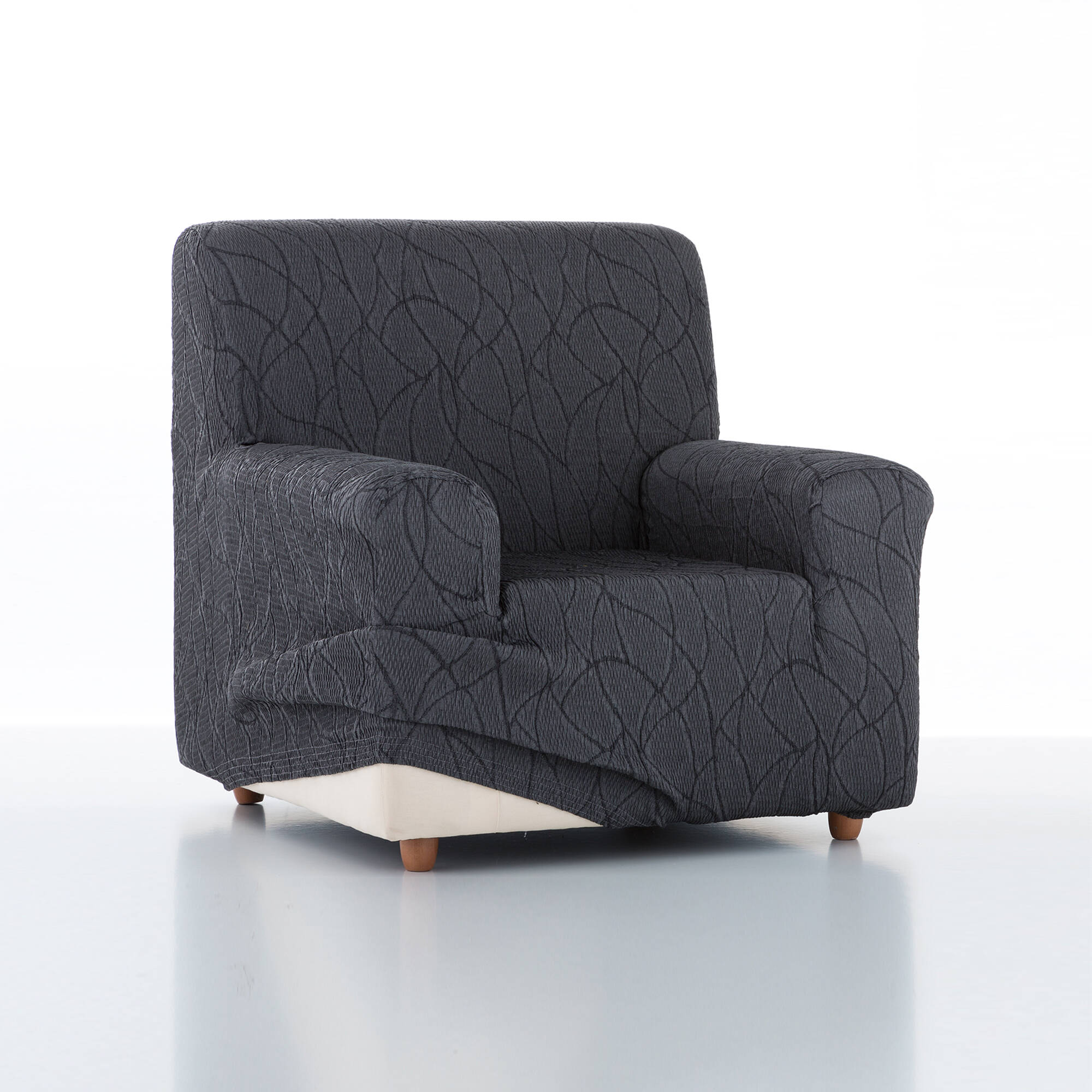 Housse extensible motif jacquard "serpentins" pour fauteuil et canapé