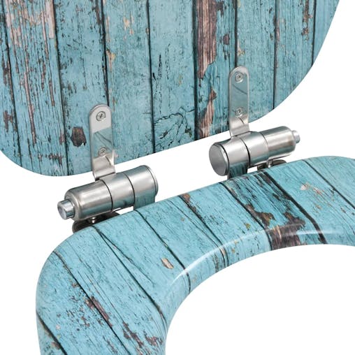 NNEVL WC Toilet Seat with Soft Close Lid MDF Old Wood Design