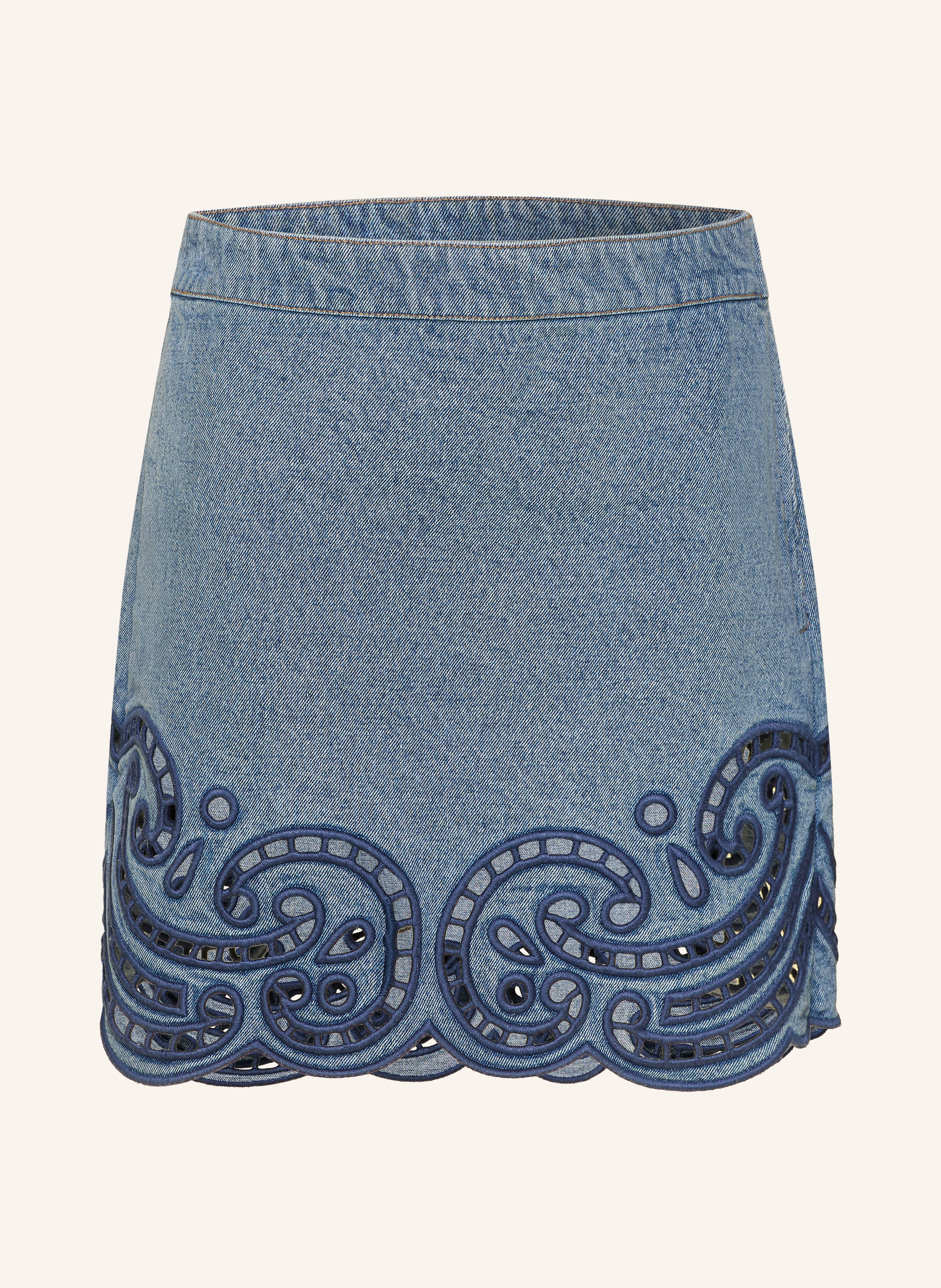 ULLA JOHNSON Jeansrock CADIZ mit Lochspitze