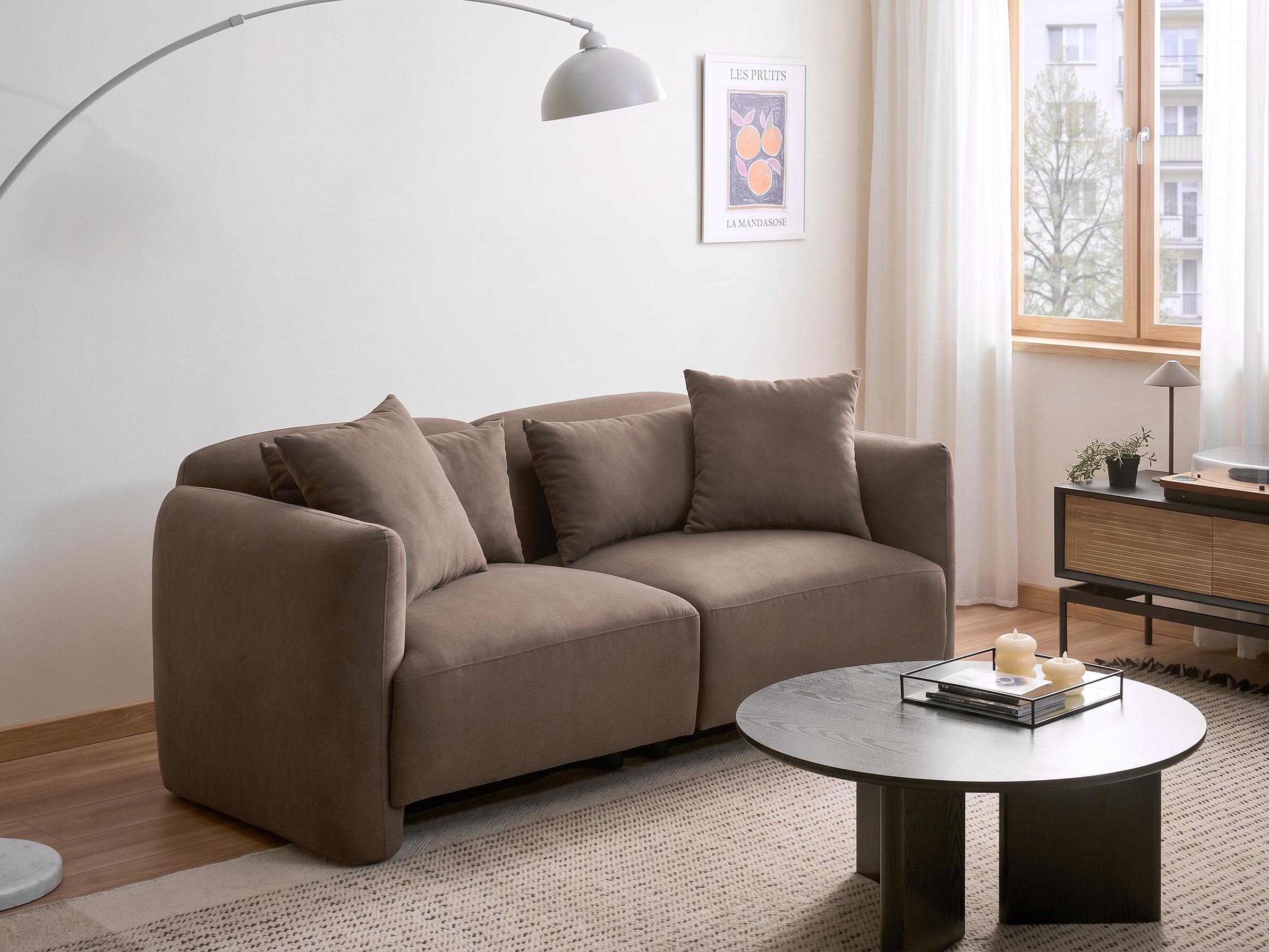 Sofa 3 Seater EKENES Fabric Brown