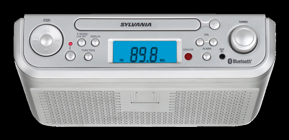 Proscan Under the Counter Bluetooth AM/FM Clock Radio with CD Player, Silver