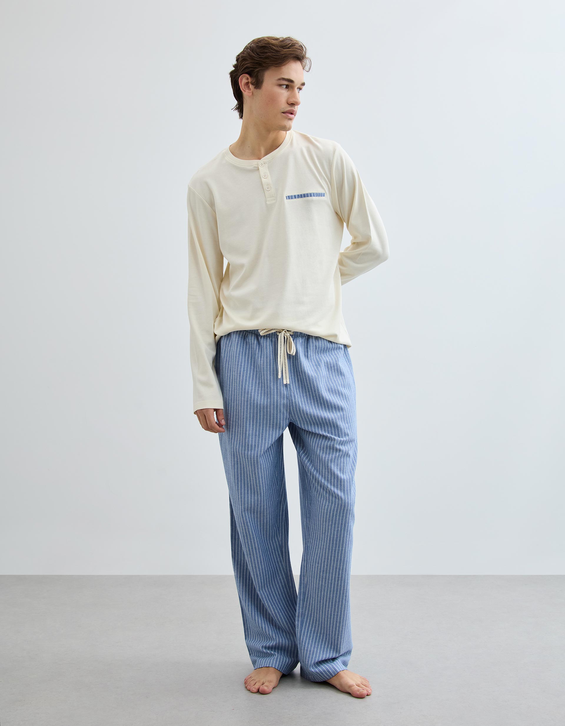 Pijama Riscas, Homem, Branco