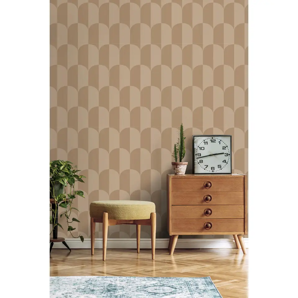 ESTAhome behang art deco bogen donker beige - 50 x 900 cm