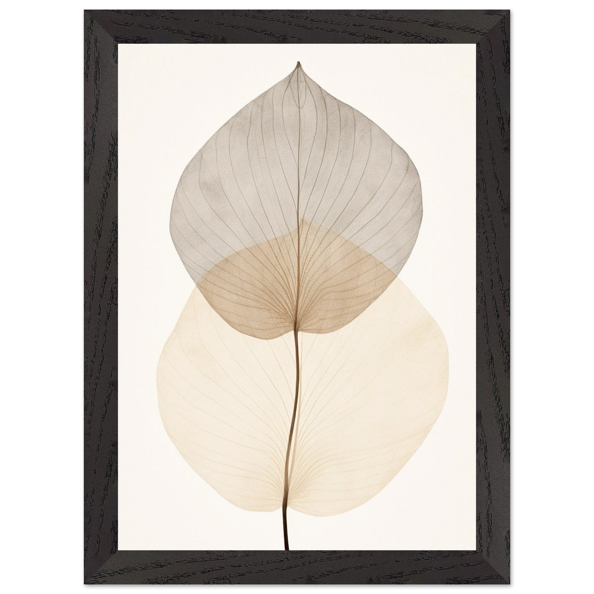 Artfulprints Poster met Lijst Japandi leaf  - A4 21x29.7 cm - Taupe