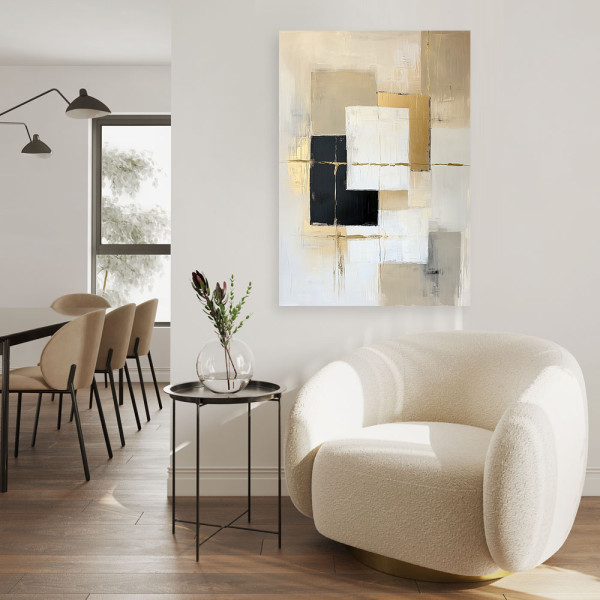 Feeby Obraz do salonu, Abstrakcja Kształty Geometria Beżowy 40x60