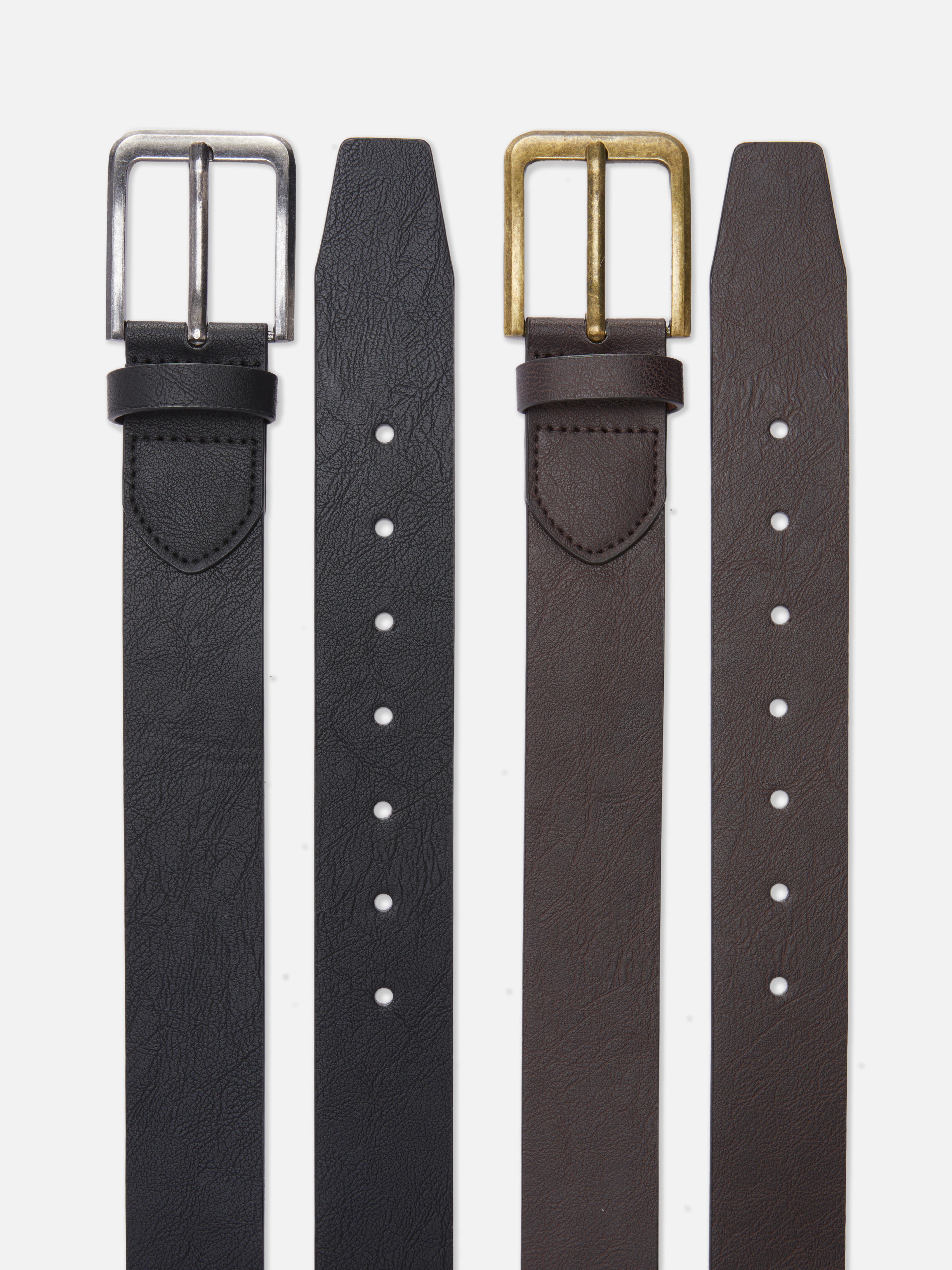 2-Pack Wide Faux Leather Belts