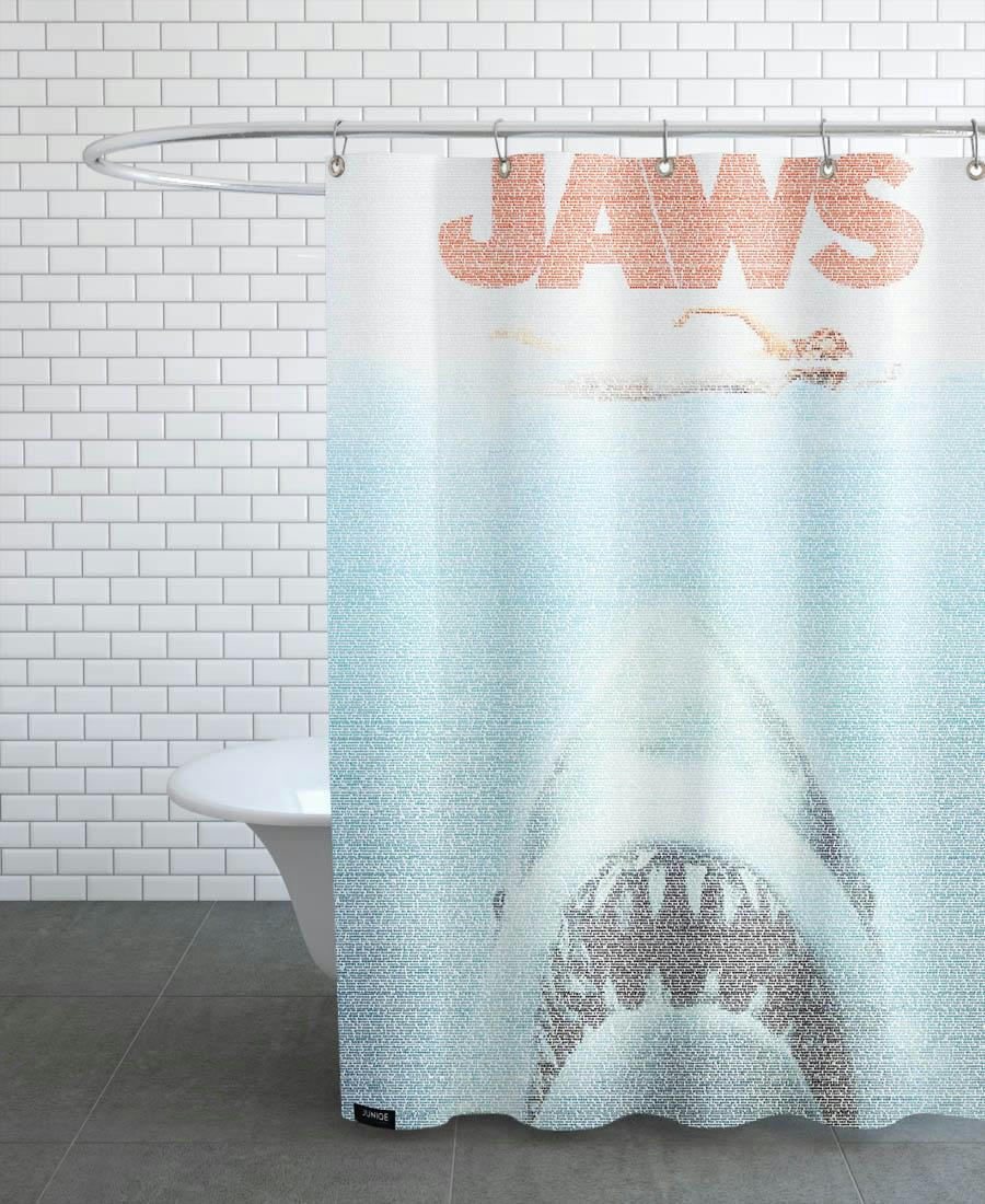 JAWS - Rideau de douche en polyester en bleu 150x200