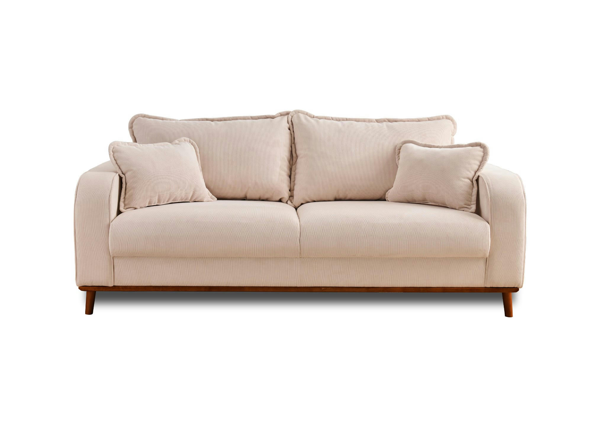 BILLIE - Canapé droit 3 places en velours côtelé beige