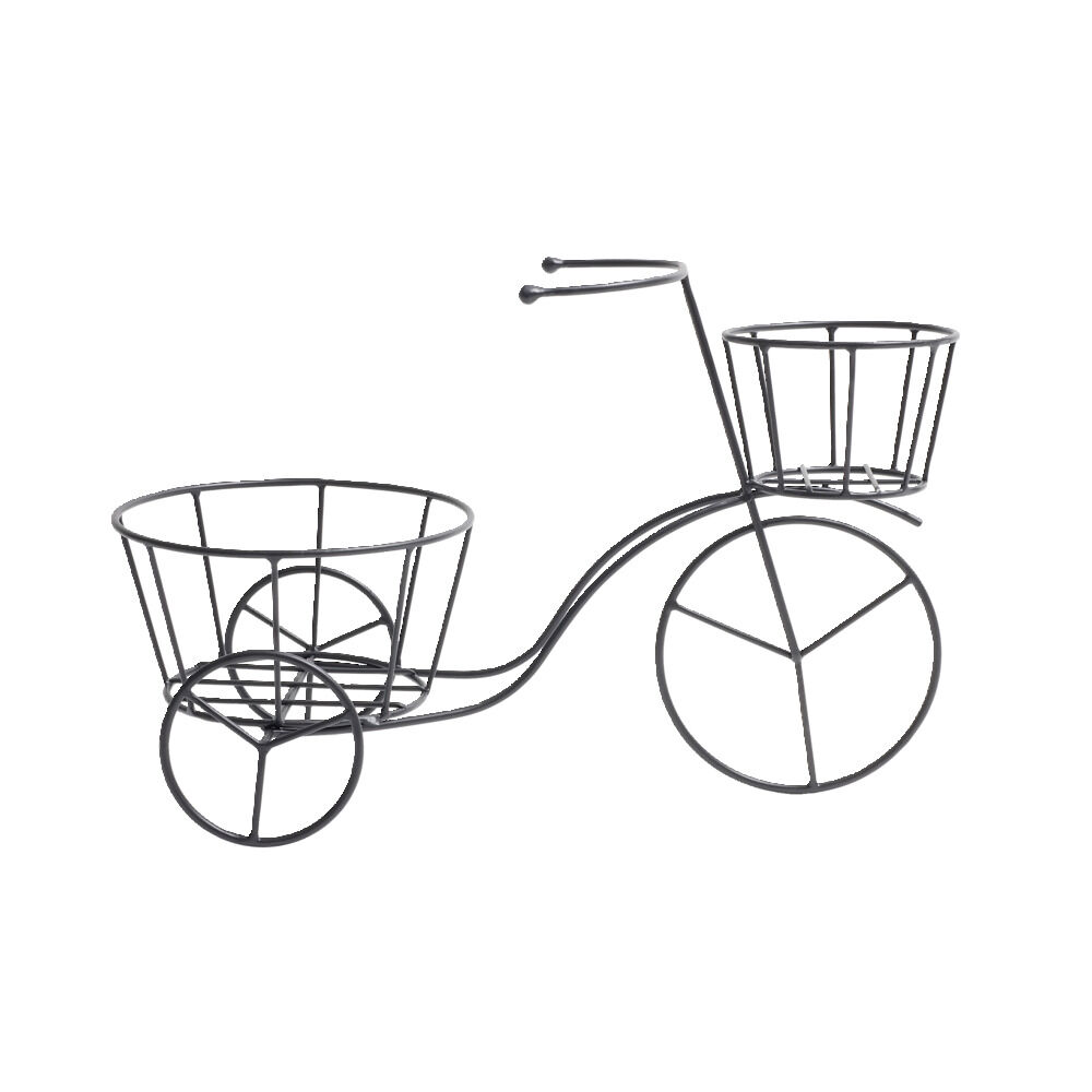 Porte plante en métal noir forme vélo tricycle 44x20xH28cm