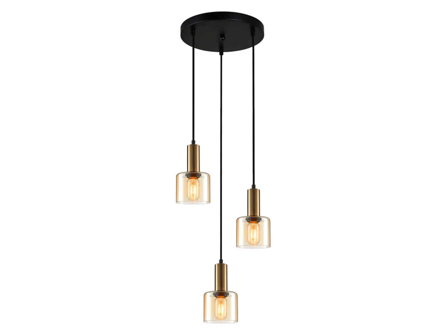 Lampa wisząca Santia 3-punktowa szklana miedziana
