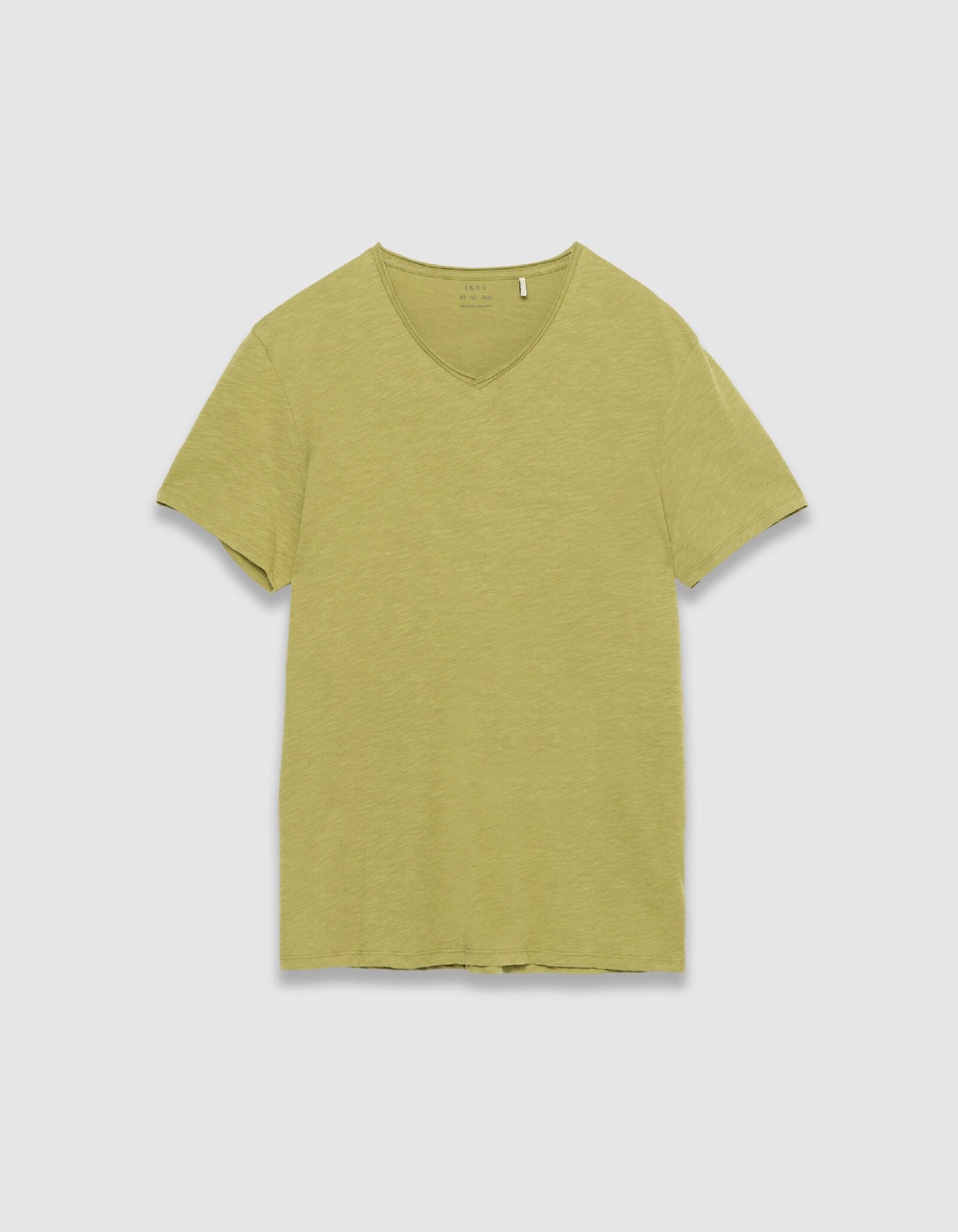 T-shirt encolure V parme coton bio flammé Homme