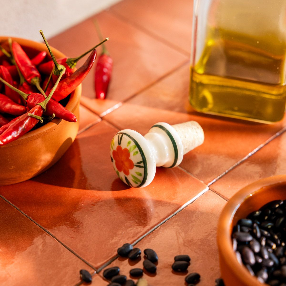 Korek RENE do wina z kwiatem 6x4 cm