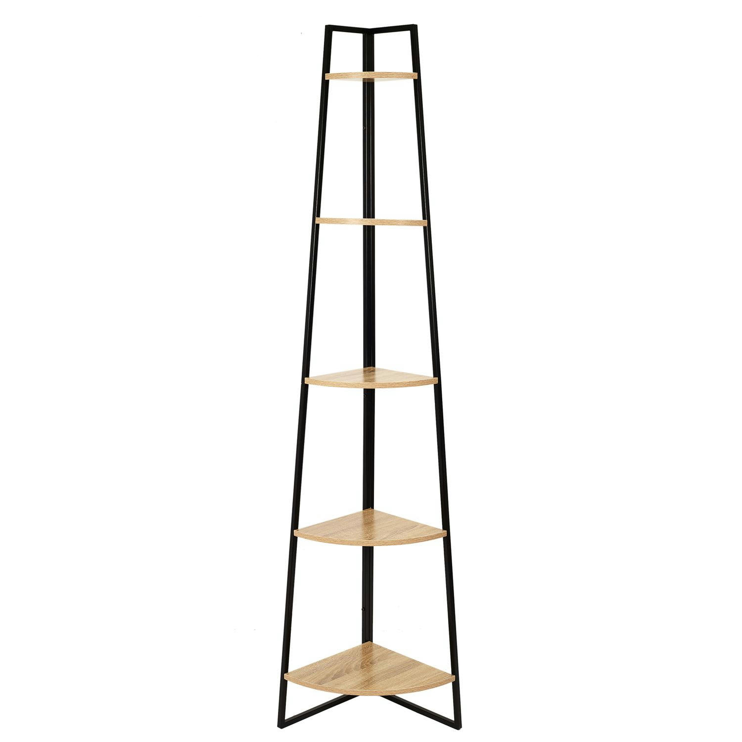 - Etagère d'angle 5 niveaux en mdf et métal noir