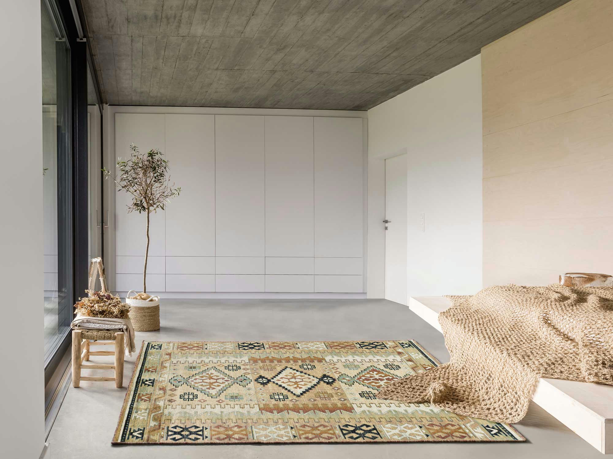 ANTALIA - Tapis en viscose de style vintage multicolore, 160X230 cm