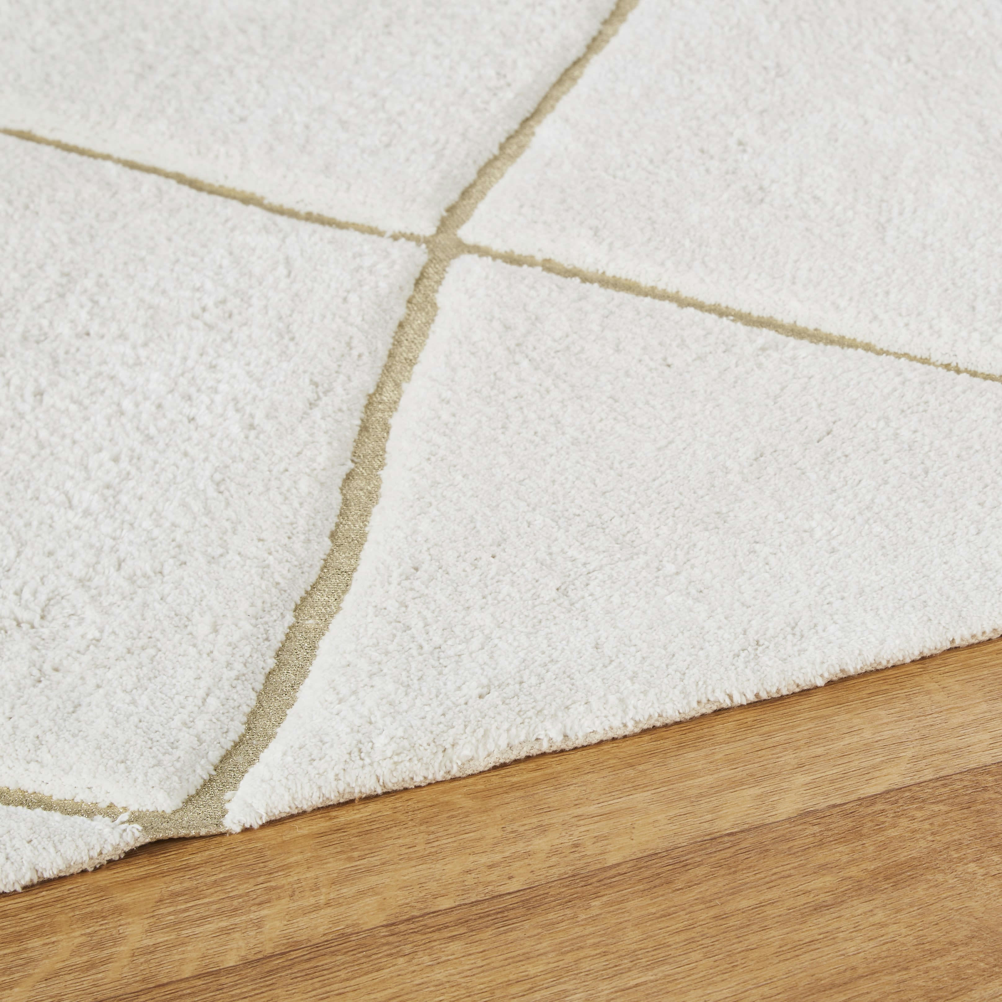 JACALA - Tapis style berbère en coton recyclé tufté écru et doré 120x180