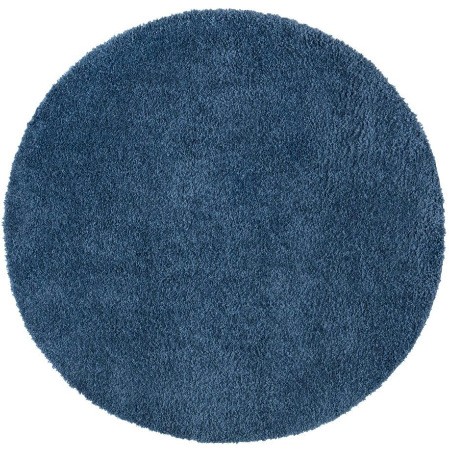 SOFTY - Tapis à poils longs rond SOFTY bleu 80x80cm