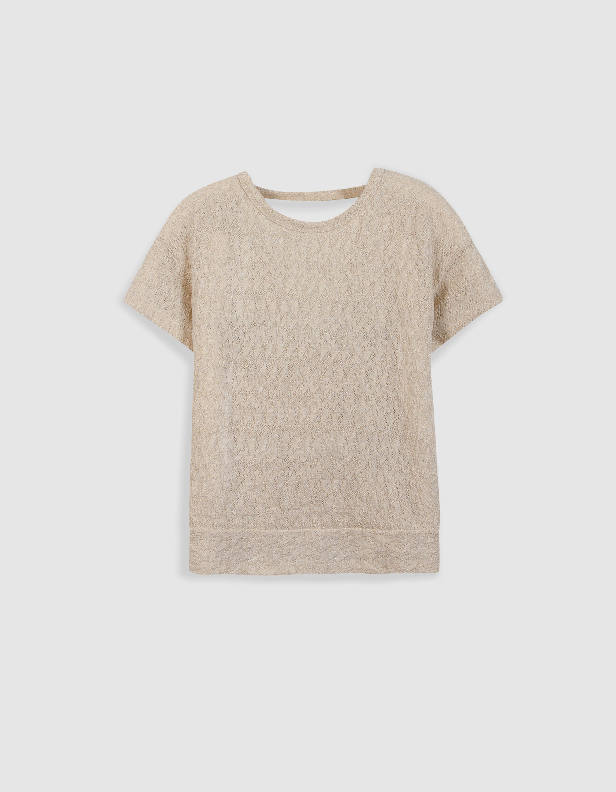 Tee-shirt doré maille ajourée cache-coeur dos Femme