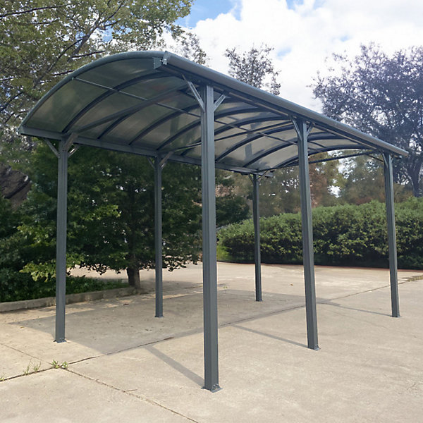 Carport aluminium 18,3m² X-Metal anthracite, polycarbonate 6mm, hauteur 360cm