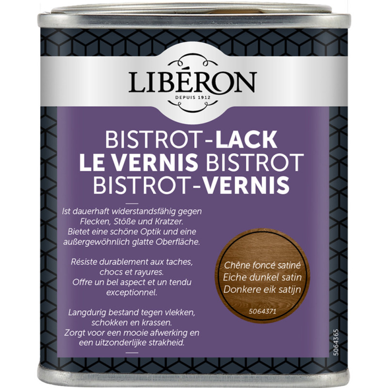 Vernis pour meubles Bistrot chêne foncé satiné 0,25 L LIBERON