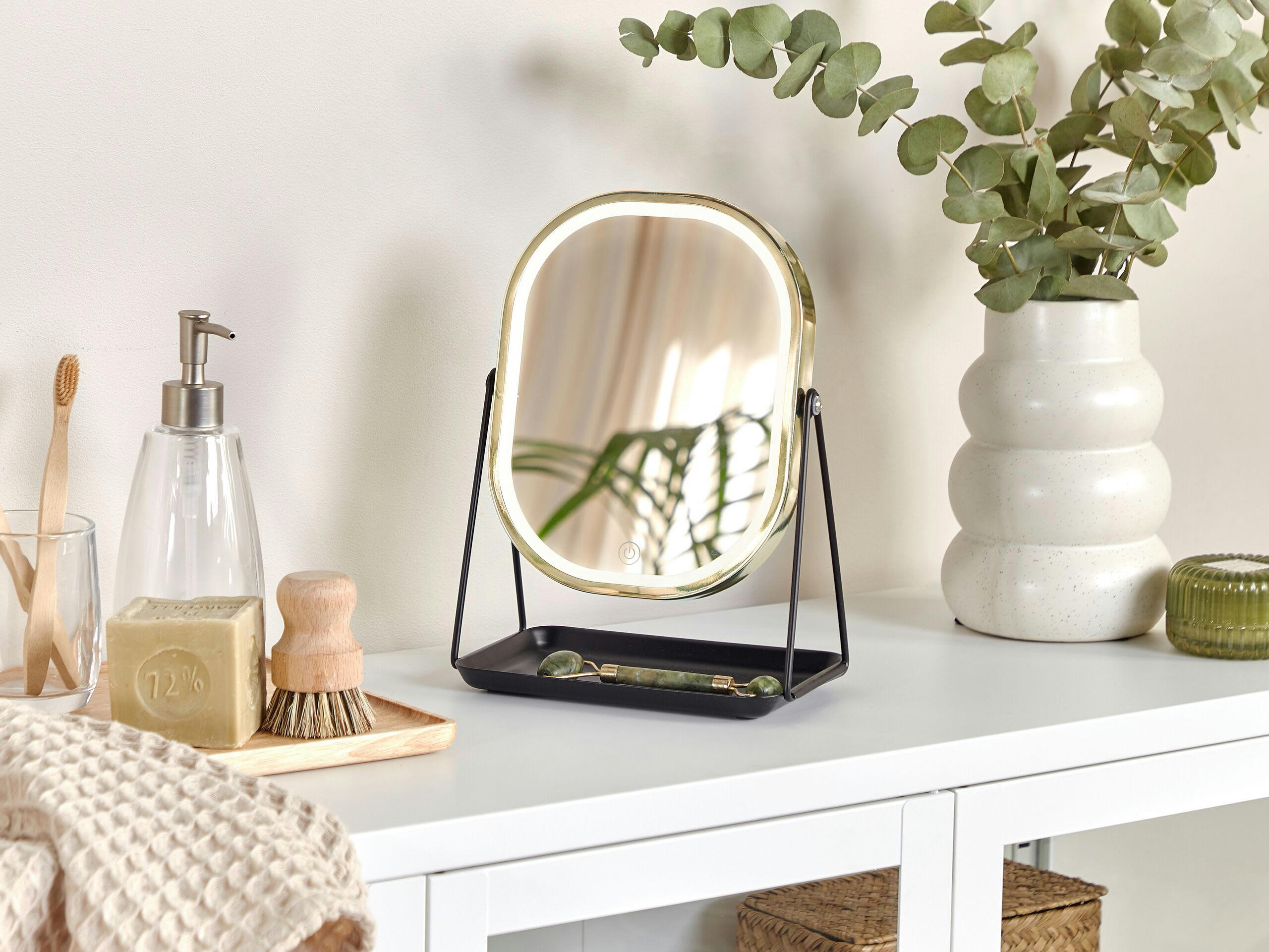 DORDOGNE - Miroir de table en métal doré 32x24