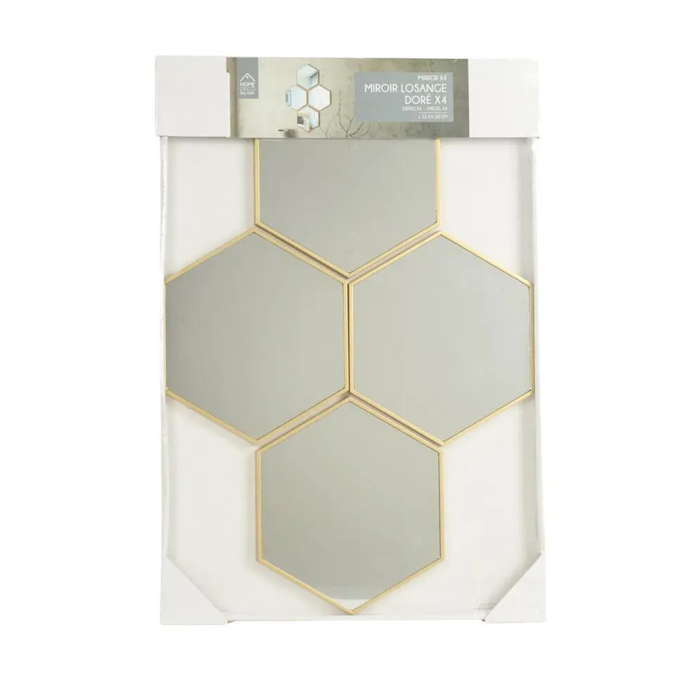 Home Deco Factory spiegel - 4x stuks - D23 cm - hexagon
