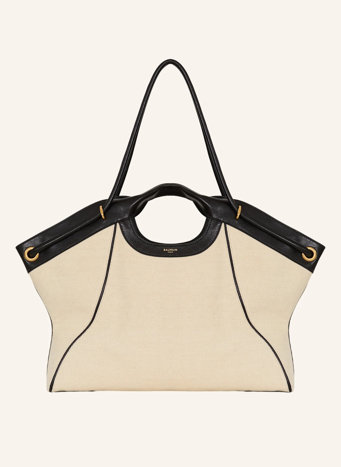 BALMAIN Großer Shopper aus Canvas und Glattleder