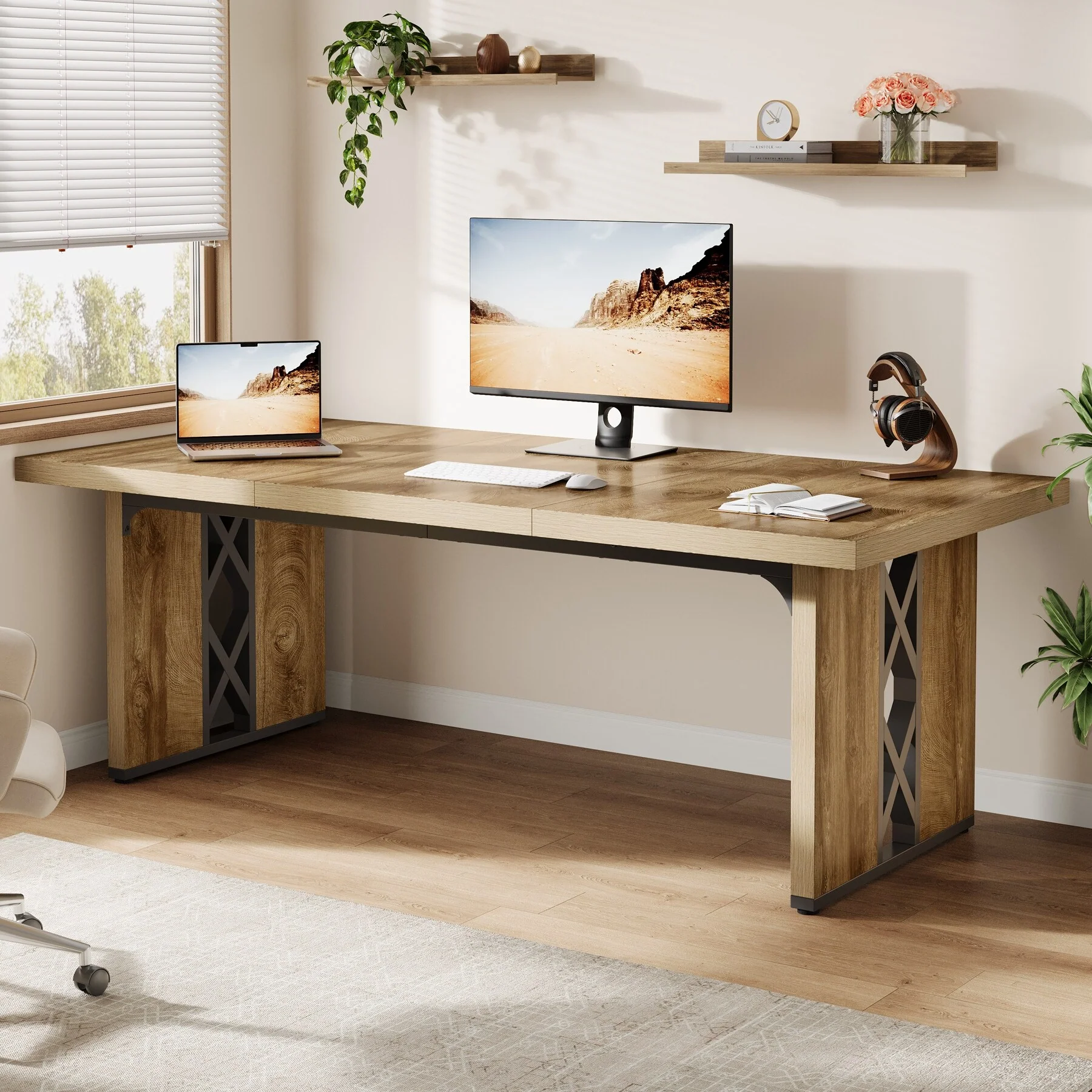 71 Modern Executive Desk, Large Home Office Desk Computer Writing Table Workstation