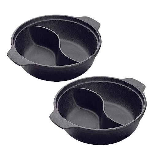 SOGA Round Cast Iron Shabu Shabu Hotpot Two-Flavor Division 32cm