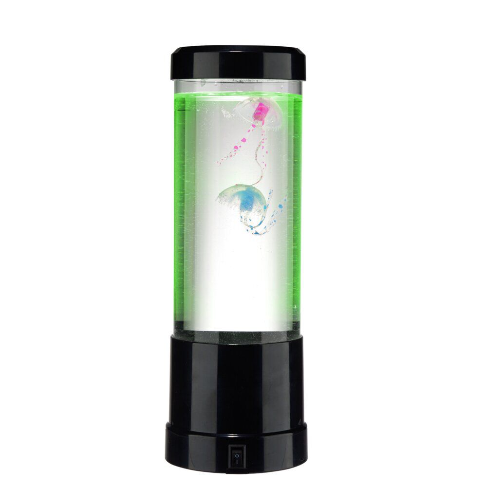 Lampe décorative avec eau et méduse USB-C plastique noir Ø9xH26cm