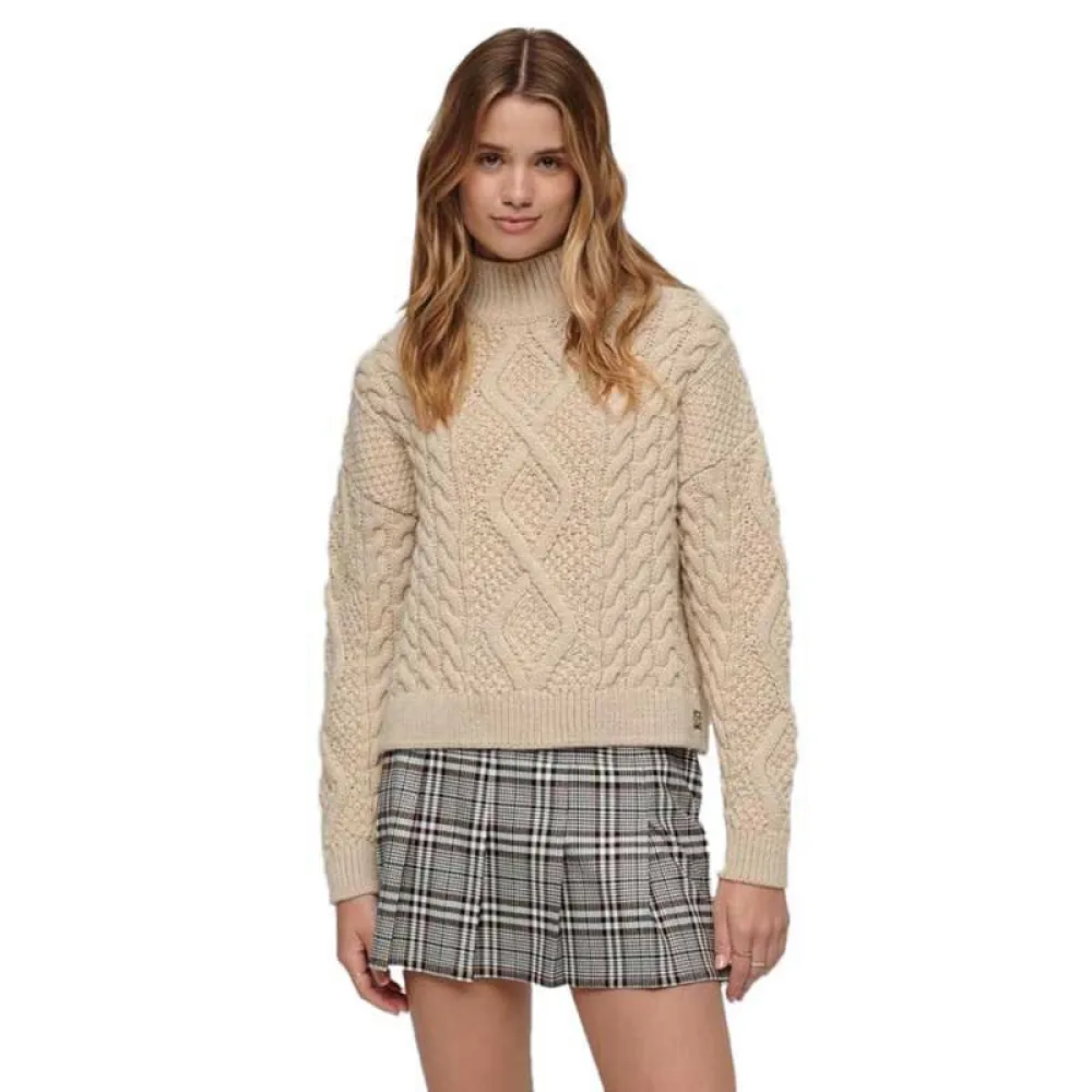 Superdry Aran Cable Knit high neck sweater