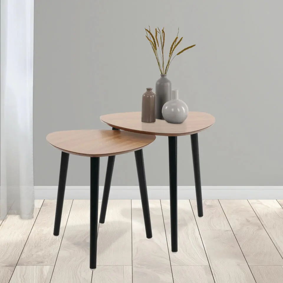 Home & Styling Bijzettafeltjes set 2x - lichtbruin - 41 en 45 cm