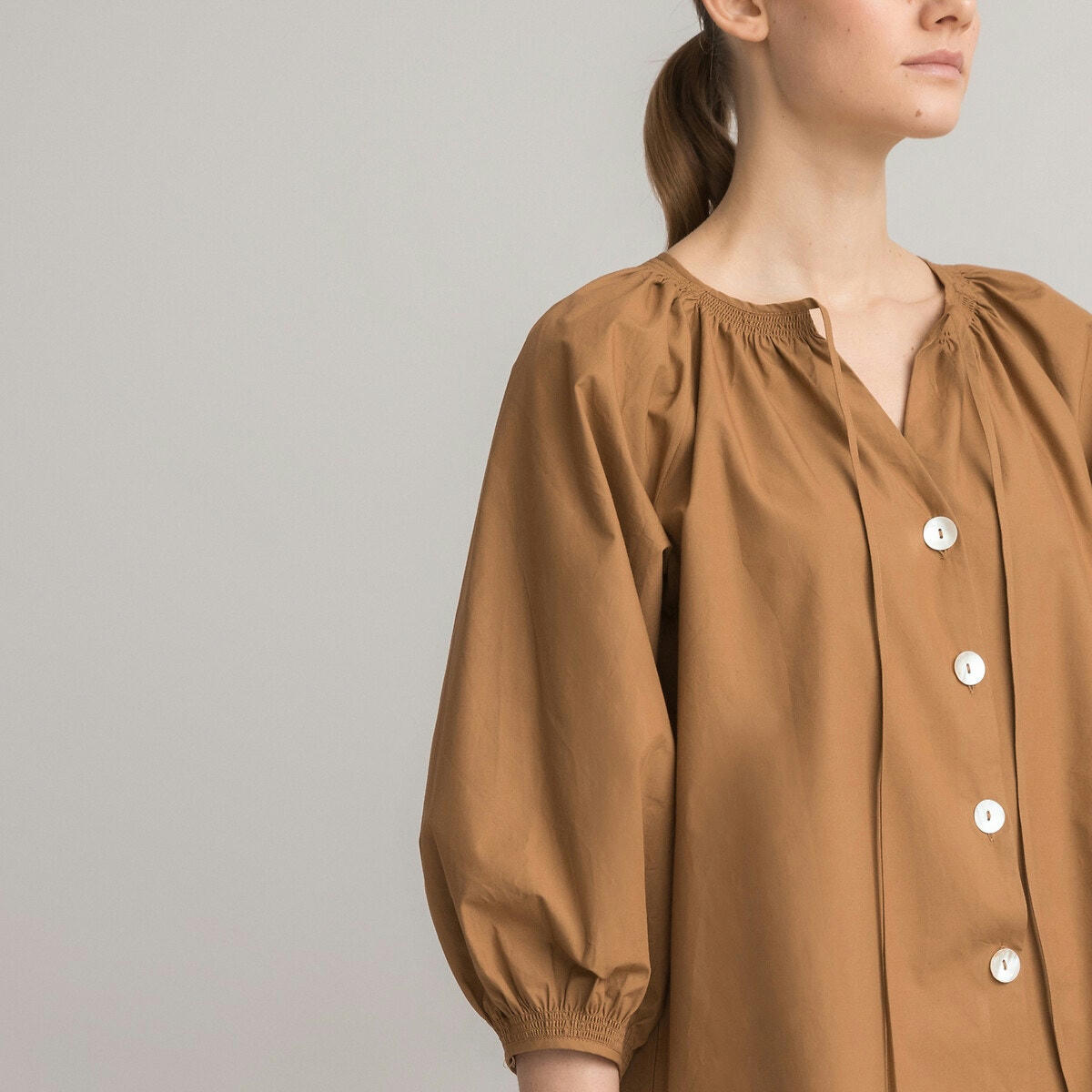 Robe évasée boutonnée, en coton biologique