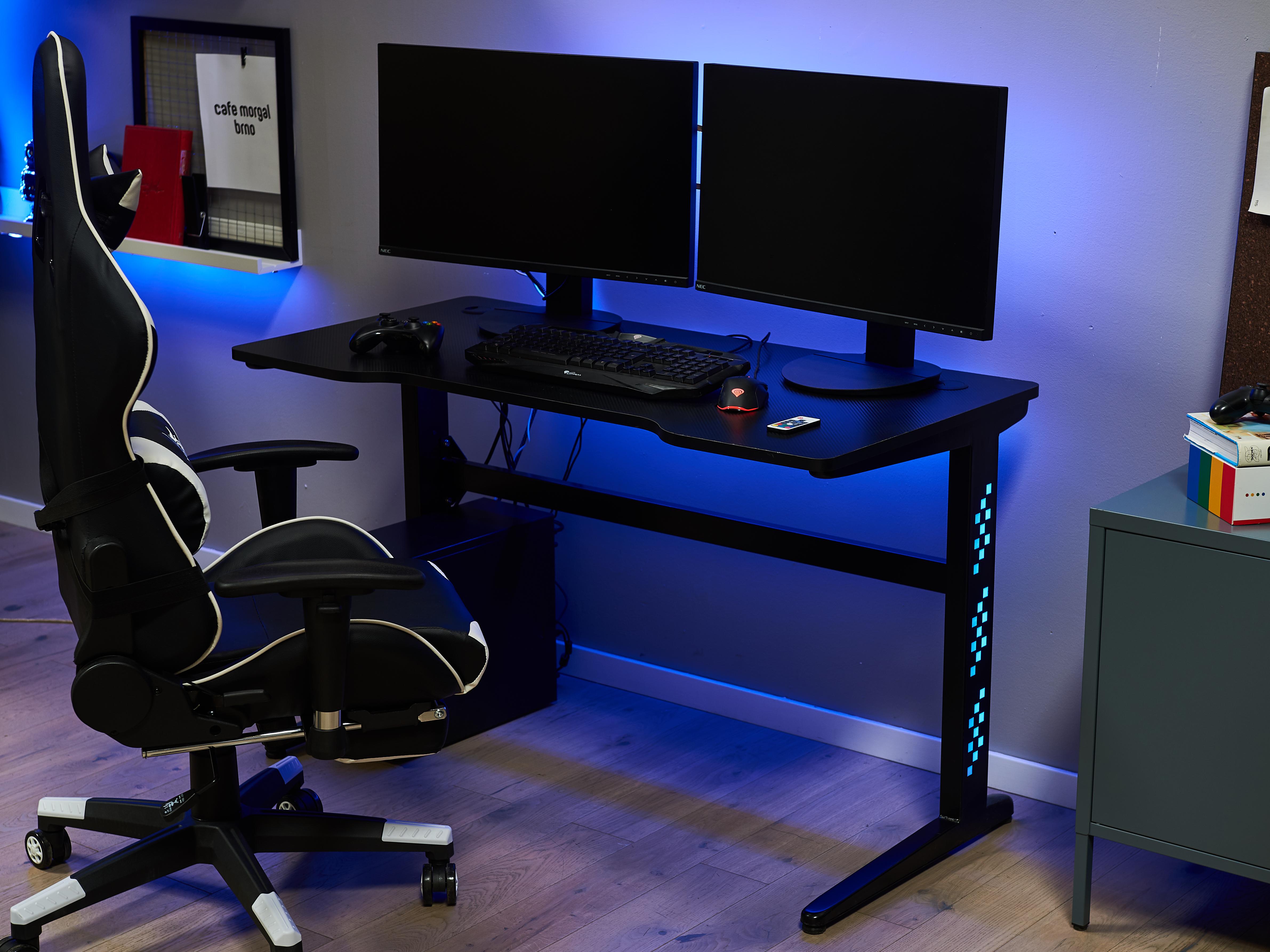 Gaming Desk DEXTER Black 120 cm 60 cm RGB LED