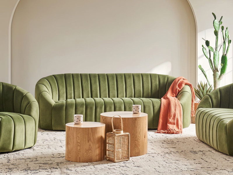 Sofa MALUNG Welur Ciemnozielony dla 3 osób