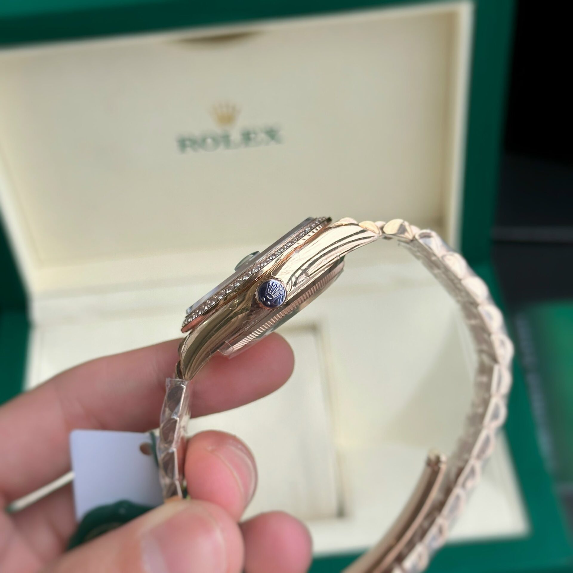 Rolex Day-Date RG Plated Chocolate Dial CZ Diamonds 36mm Replica