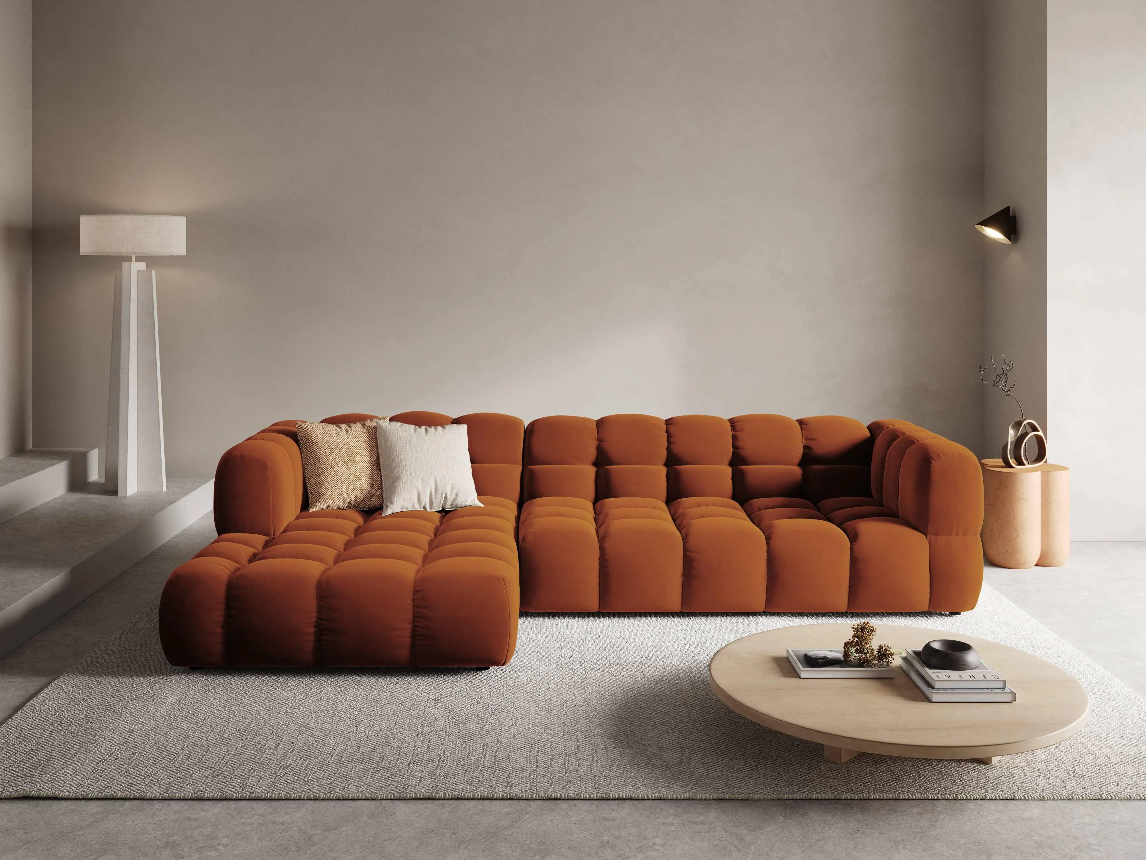 4-zits hoekbank Sky links velvet