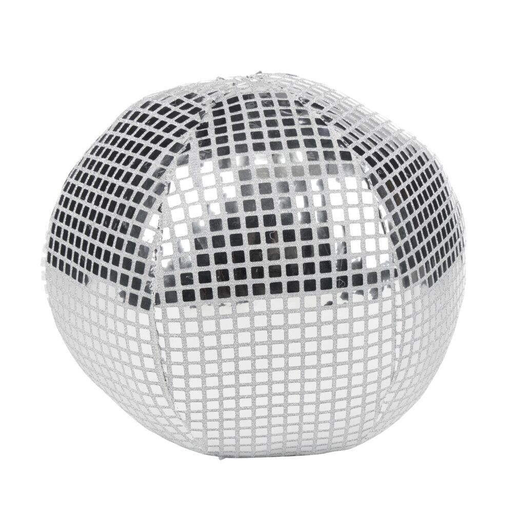 Coussin boule à facette polyester argenté Ø26xH26cm