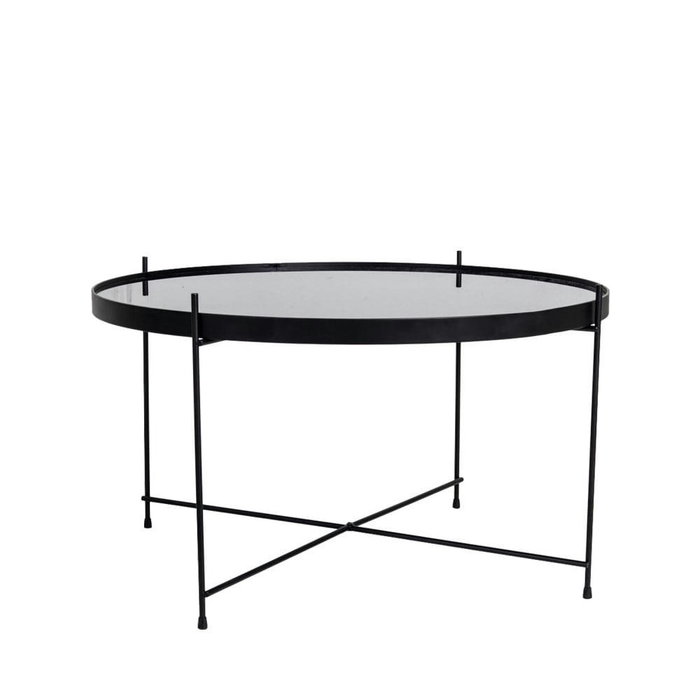 VENEZIA - Table basse en verre et métal D70xh40cm noir