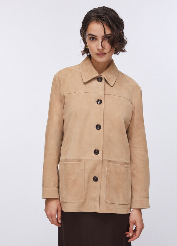 Giacca in pelle scamosciata