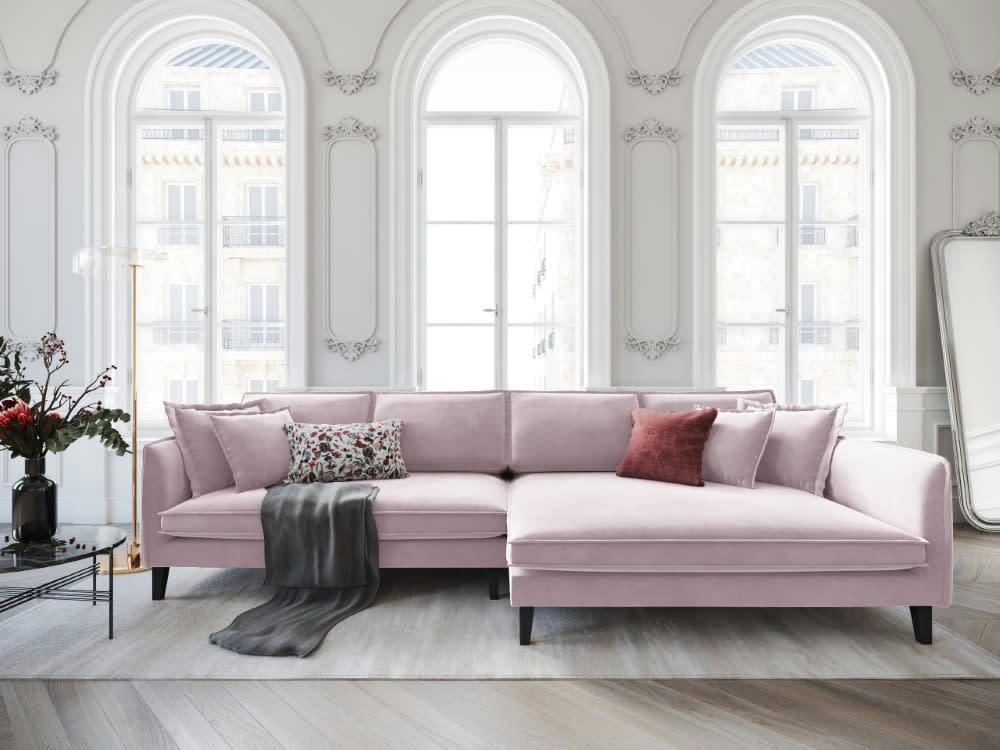 PROVENCE - Canapé d'angle 4 places en velours lavande