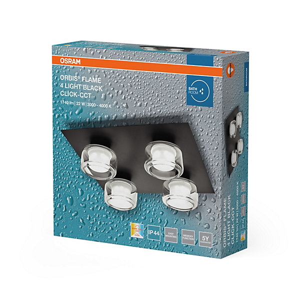 OSRAM Applique ORBIS Flame 22W Click CCT IP44 noir