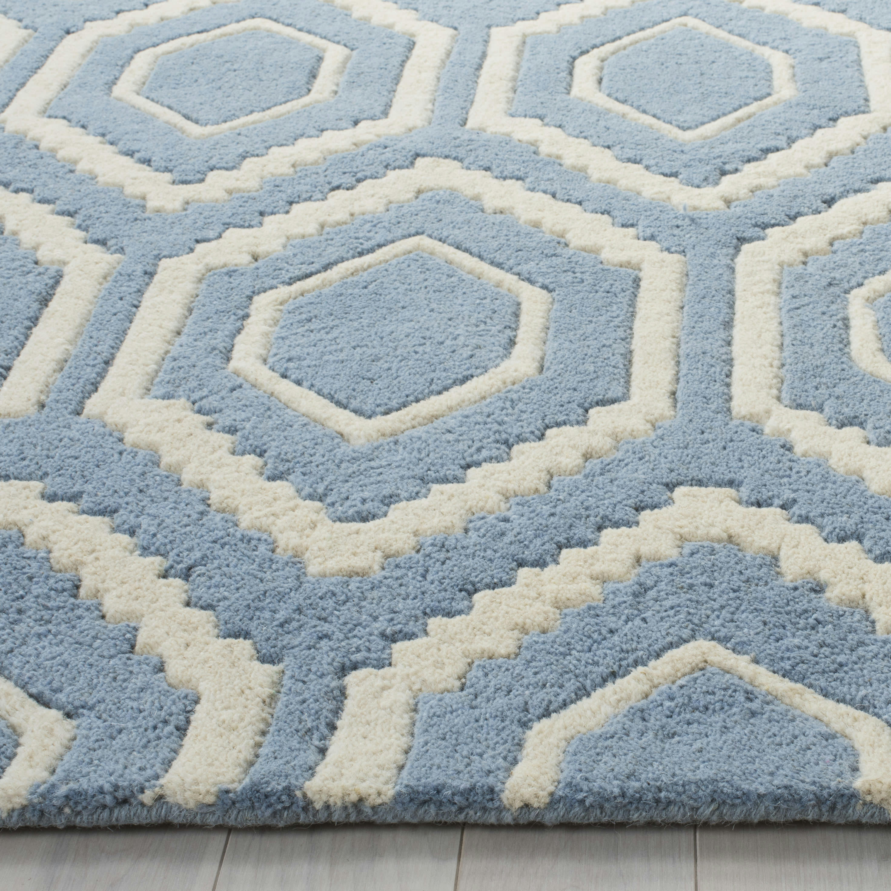CHATHAM - Tapis de salon interieur en bleu & ivoire, 152 x 244 cm