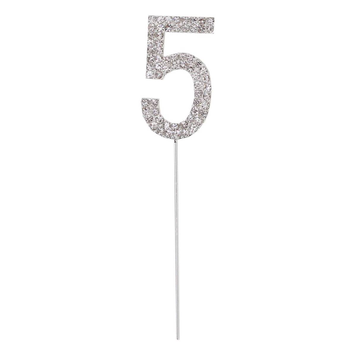 Silver Diamante Number 5 Cake Pick