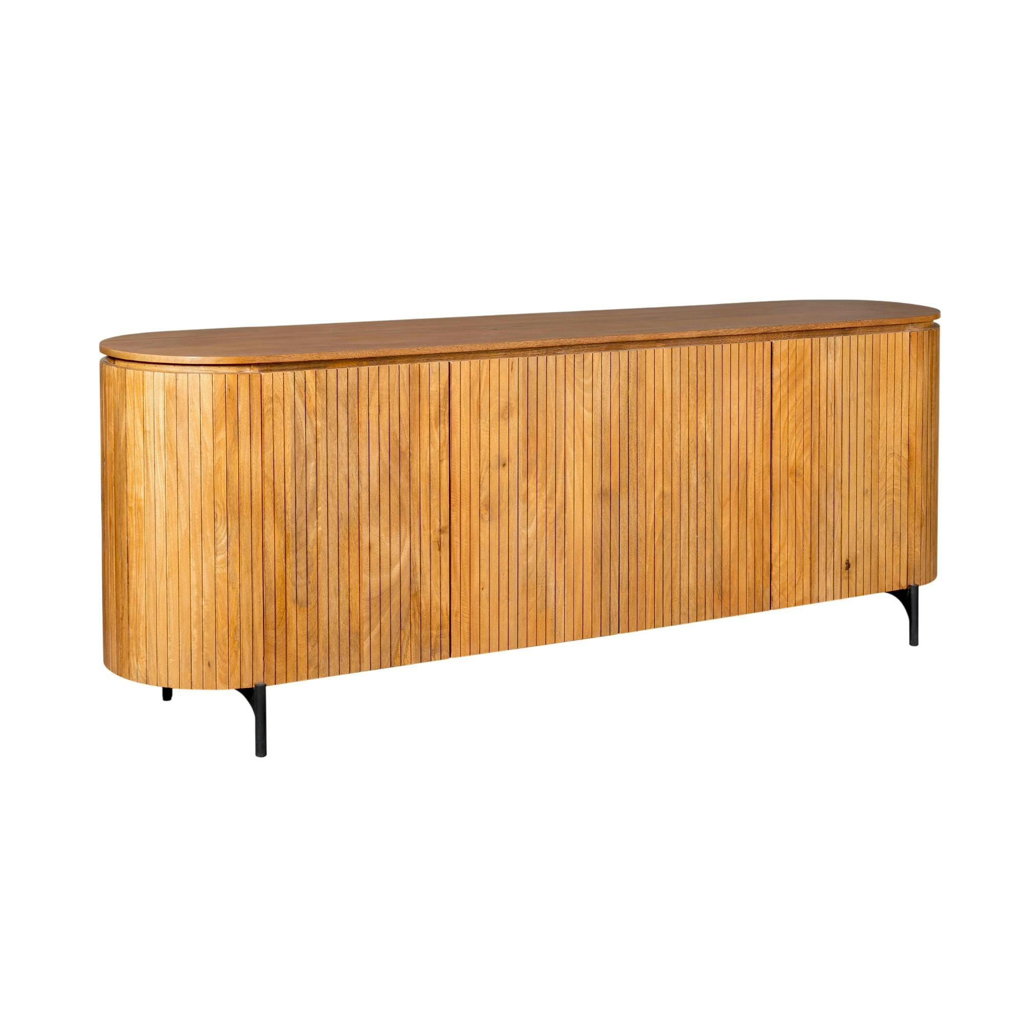 Buffet bois rainuré ovale 4 portes CALERO