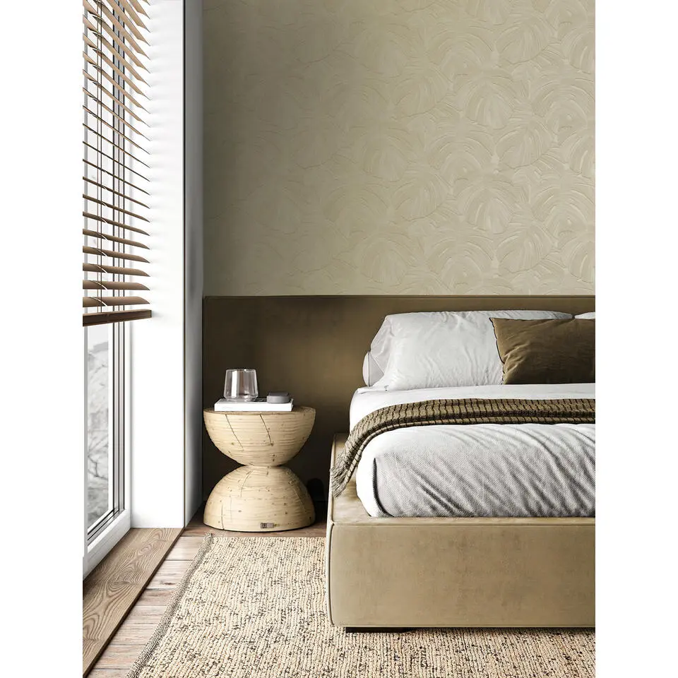 Origin Wallcoverings behang tropische bladeren zand beige - 53 cm x 10.05 m