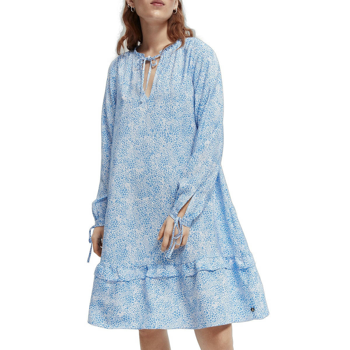 Robe imprimée ample, manches longues