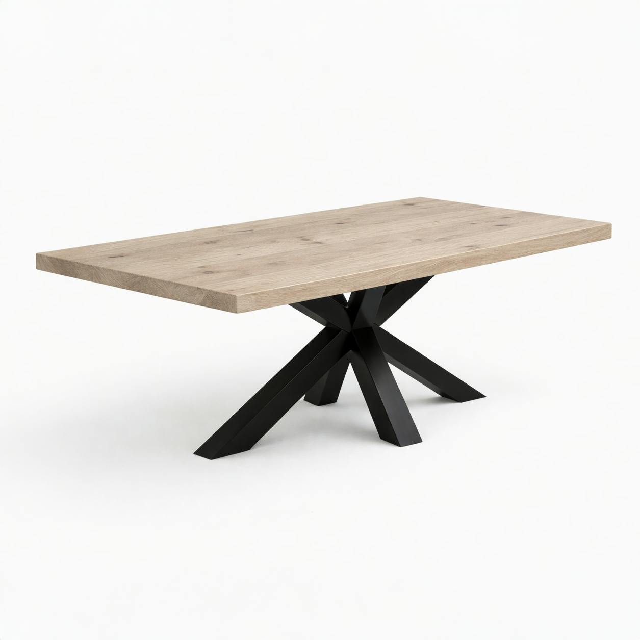 Table extensible bois grisé bords droits pied noir 180 cm PALERME